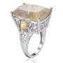 side view of rutilated quartz and citrine cocktail ring in rhodium over sterling silver