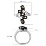 black star sapphire five stone ring in rhodium over sterling silver shown for size comparison