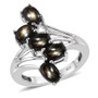 black star sapphire five stone ring in rhodium over sterling silver