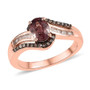 blush zircon champagne and white diamond bypass ring in 18k rose gold over sterling silver