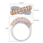 lab pink and white diamond crossover band ring in two-tone 14k rose and white gold shown for size comparison