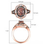 pink apatite champagne and white diamond halo ring in 18k rose gold over sterling silver shown for size comparison