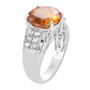 side view of sphalerite and white zircon ring in rhodium over sterling silver