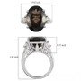 columbianite and white zircon oval cocktail ring in rhodium over sterling silver shown for size comparison