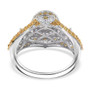 full view of turkish diaspore yellow sapphire and zircon ornate halo ring in rhodium over sterling silver