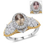 turkish diaspore yellow sapphire and zircon ornate halo ring in rhodium over sterling silver
