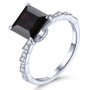 full view of garnet or rose de france amethyst and white zircon wedding ring in rhodium over 925 sterling silver