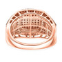 back view of champagne diamond cluster gent’s ring with rolex-style shank in 18k rose gold over sterling silver