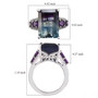 rainbow fluorite amethyst and zircon ring in rhodium over sterling silver