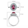rubellite tourmaline oval paraiba tourmaline and diamond double halo ring in 950 platinum shown for size comparison