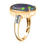 australian boulder opal triplet and diamond 10k yellow gold ring side profile