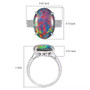australian boulder oval opal triplet and lab diamond ring in 10k white gold shown for size comparison