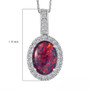 australian boulder opal triplet and lab diamond oval halo pendant necklace in 10k white gold shown for size comparison