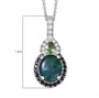 australian boulder oval opal triplet and multi gem halo pendant necklace in rhodium over sterling silver shown for size comparison