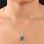 australian boulder opal triplet and multi gem halo pendant necklace in rhodium over sterling silver worn around the neck