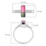 Size chart of elongated emerald cut watermelon tourmaline and diamond ring in 14k white gold