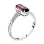 side view of watermelon tourmaline and diamond 14k white gold ring