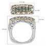 Measurement diagram of green apatite two-tone ring showing 0.78-inch width, 0.23-inch height, and 0.98-inch shank diameter.