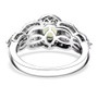 open view of green apatite and white zircon ring in rhodium over sterling silver