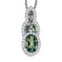 front view of green apatite and white zircon pendant necklace in rhodium over sterling silver