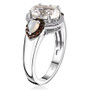 side view of hyalite opal ethiopian opal brown and white zircon ring in rhodium over sterling silver