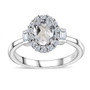 hyalite opal and white zircon oval halo ring in rhodium over sterling silver front view