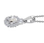 side view of hyalite opal and white zircon halo pendant showing gemstone depth and bail detail
