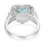 under gallery of paraiba tourmaline heart diamond ring with open platinum filigree and heart cut visible through back