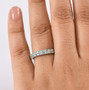 paraiba tourmaline and diamond platinum band ring worn on hand for scale and lifestyle view