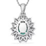 back gallery of platinum pendant with paraiba tourmaline center and pt950 stamp