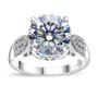 strontium titanate and moissanite ring front view rhodium over sterling silver