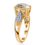 strontium titanate and moissanite ring side profile 18k yellow gold over sterling silver
