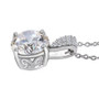 side view of strontium titanate and moissanite pendant necklace in rhodium over sterling silver
