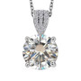 strontium titanate and moissanite pendant necklace front view rhodium over sterling silver