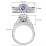 120 facet strontium titanate and moissanite bridal ring set measurement scale diagram rhodium over sterling silver