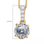 120 facet strontium titanate moissanite and sapphire pendant necklace in 18k yellow gold over sterling silver shown for size comparison
