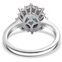 indicolite tourmaline padparadscha and moissanite halo ring in rhodium over sterling