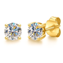 4mm round moissanite stud earrings in 18k yellow gold over sterling silver 0.60ctw