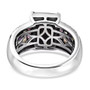 back view of ammolite and multi gem ring in rhodium over sterling silver
