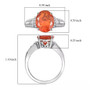 measurement chart for mexican fire opal and diamond platinum ring showing dimensions and proportions