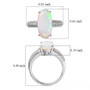 ethiopian opal and moissanite oval ring in rhodium over sterling silver