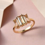 imperial topaz baguette trilogy ring in 18k yellow gold over sterling silver shown in a lifestyle photo