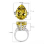 Lemon Quartz & White Zircon Pear Cocktail Ring in Rhodium over Sterling Silver 16.00ctw
