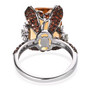 back view of citrine and multi gem ring in rhodium over sterling silver