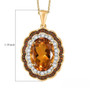 citrine white and brown zircon oval double halo pendant necklace in 18k yellow gold over sterling silver
