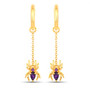 front view of amethyst spider dangle earrings in 18k yellow gold over sterling silver