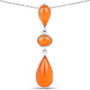 carnelian bezel cabochon set drop pendant necklace in rhodium over sterling silver