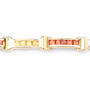close view orange and yellow sapphire tennis bracelet 18k yellow gold over sterling silver
