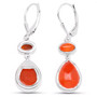 back view of carnelian cabochon drop earrings showing open bezel setting in rhodium over sterling silver