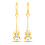 front view of sky blue topaz spider dangle earrings in 18k yellow gold over sterling silver